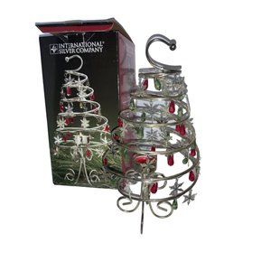 INTERNATIONAL SILVER CO. SPIRAL BOBBLE TREE VOTIVE HOLDER - CHRISTMAS DECOR